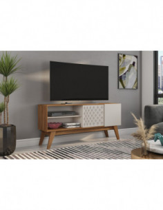 Mueble TV PREMIUM, matte y blanco roto, 150 cms. 2