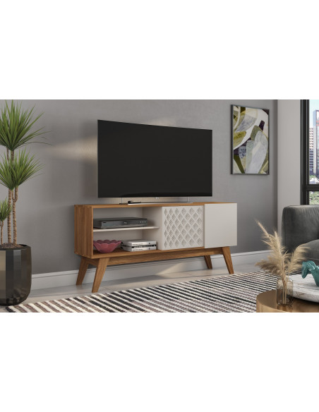 Mueble TV PREMIUM, matte y blanco roto, 150 cms.
