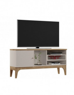 Mueble TV VENEZA, blanco roto y cedro, 136 cms.