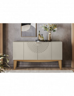 Buffet JADE, 4 puertas, blanco roto y cedro, 136 cms. 2