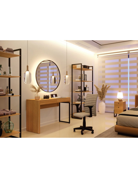 Cajonera WOLLY, multiusos, metal negro, 2 cajones, MDP miel