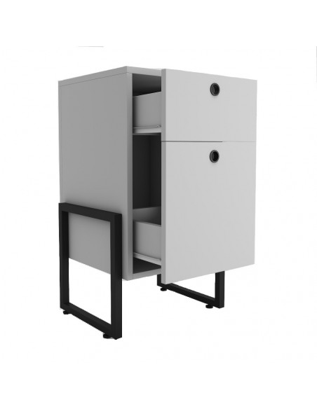 Cajonera WOLLY, multiusos, metal negro, 2 cajones, MDP blanco