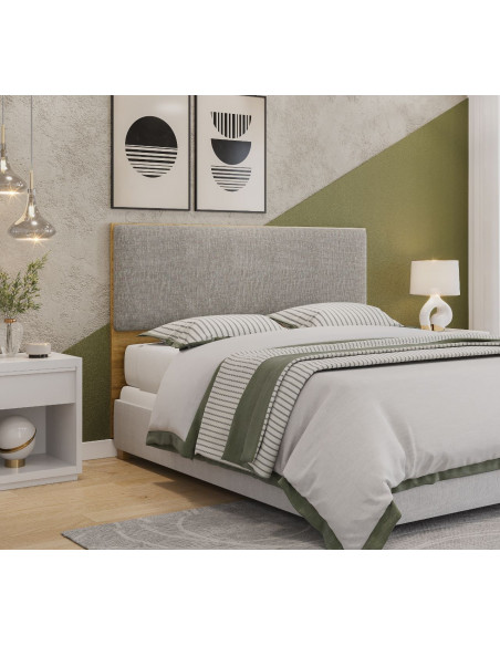 Cabecero tapizado UNI 140, MDP miel, tejido panamá, 140x5x90 cms