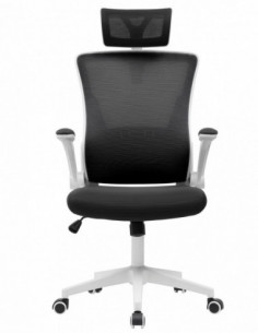 Sillón de oficina LAURO, alto, blanco, malla y asiento negro 2