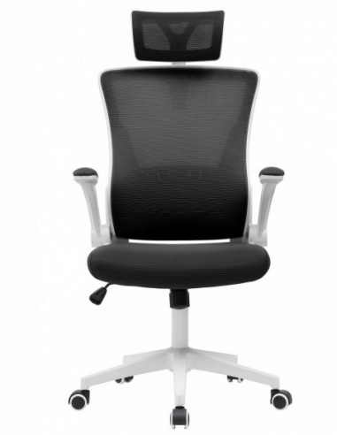 Sillón de oficina LAURO, alto, blanco, malla y...