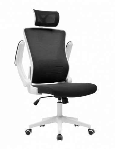 Sillón de oficina LAURO, alto, blanco, malla y...