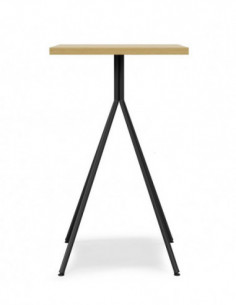 Mesa BISTRÓ, alta, metal negro, tapa de MDP color miel,...