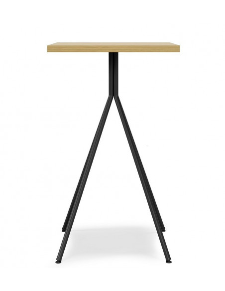 Mesa BISTRÓ, alta, metal negro, tapa de MDP color miel, 60 x 60 cms