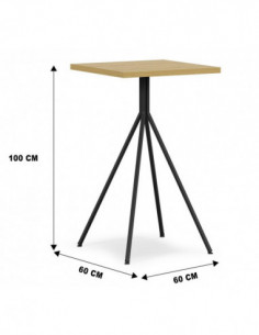 Mesa BISTRÓ, alta, metal negro, tapa de MDP color miel,... 2