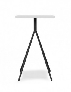 Mesa BISTRÓ, alta, metal negro, tapa de MDP color blanco,...