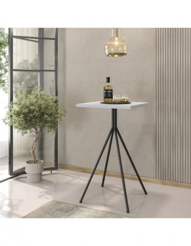 Mesa BISTRÓ, alta, metal negro, tapa de MDP...