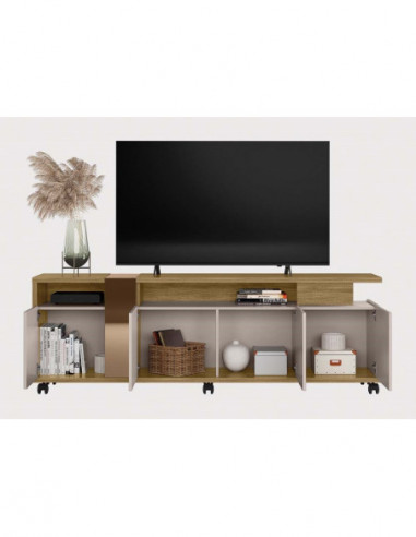 Mueble TV NEW CRISTAL, miel y cacao, 183 cms.