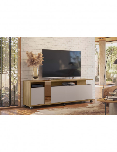 Mueble TV NEW CRISTAL, miel y cacao, 183 cms.