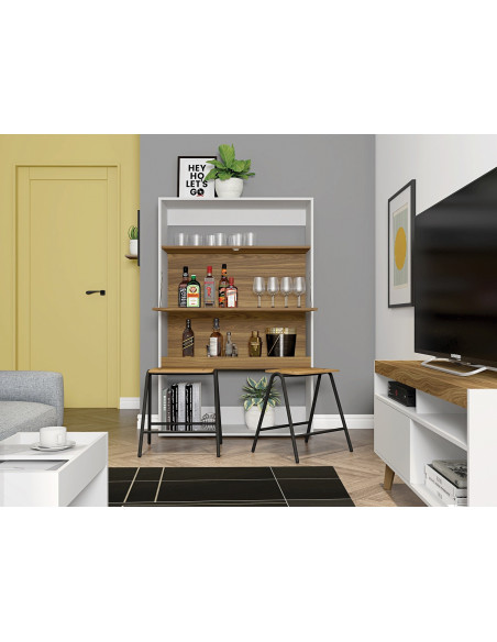 Armario SPAIN, multiusos, alto, MDP blanco y miel, 90x36x140 cms