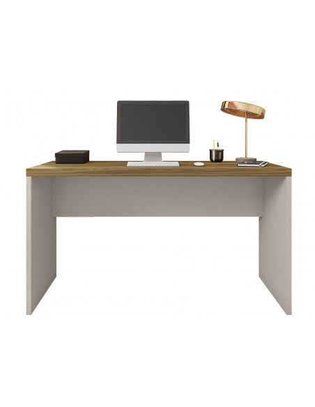 Mesa de oficina STUDIO 136, bilaminado miel y cacao, 136 x 60 cms