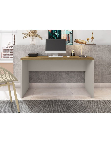 Mesa de oficina STUDIO 136, bilaminado miel y cacao, 136 x 60 cms