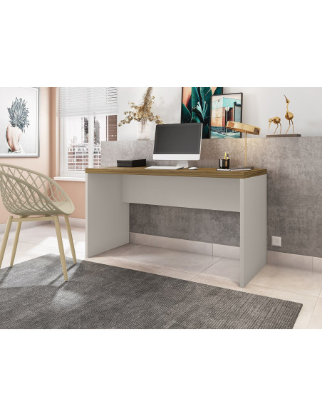 Mesa de oficina STUDIO 136, bilaminado miel y cacao, 136 x 60 cms