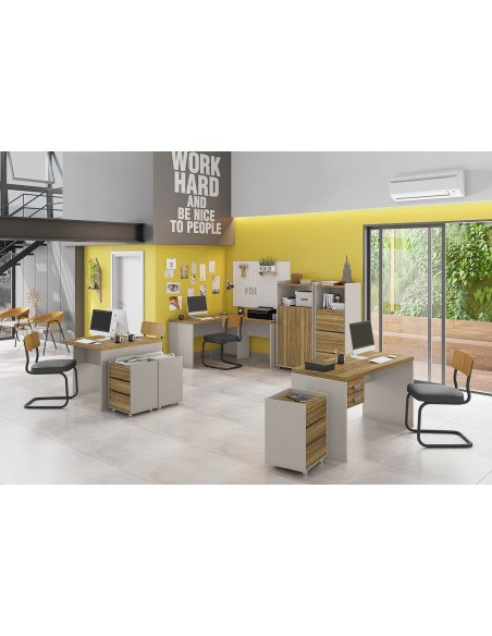 Mesa de oficina STUDIO 90, bilaminado miel y cacao, 90 x 45 cms