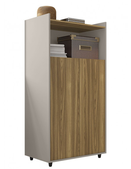 Armario STUDIO, alto, puertas altas, bilaminado miel y cacao