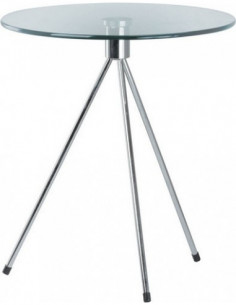 Mesa TRIPLICATE, baja, cromada, cristal,  50 cms diámetro.