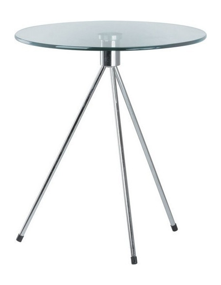 Mesa TRIPLICATE, baja, cromada, cristal,  50 cms diámetro.