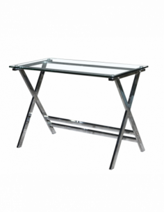 Mesa DELFOS (SU), cromada, cristal, 110 x 55 cms 2