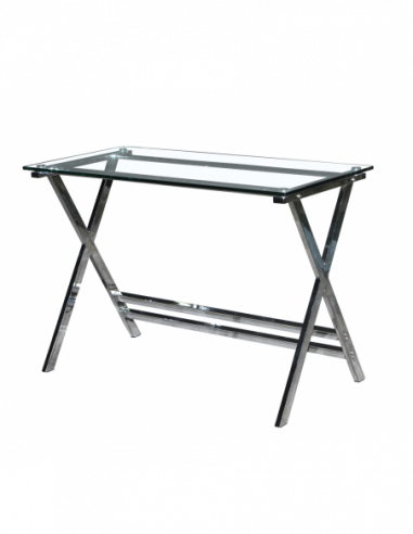 Mesa DELFOS (SU), cromada, cristal, 110 x 55 cms