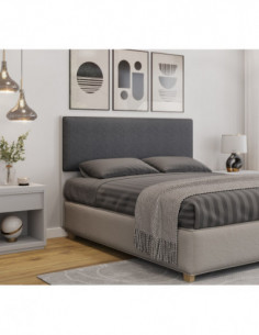 Cabecero tapizado UNI 160, MDP blanco, tejido chumbo,...