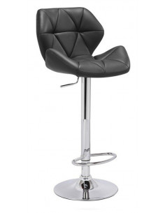 Taburete ORLANDO (M), cromado, tapizado negro