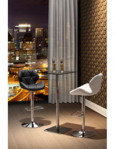 Taburete ORLANDO (M), cromado, tapizado negro 2