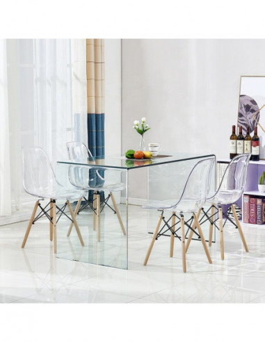 Mesa APOLO (SU), cristal curvado transparente,...