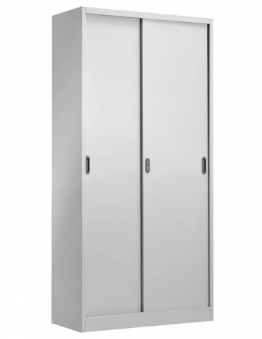 Armario metálico OLIMPO, puertas correderas, gris ral 7035, 90x46x185 cms