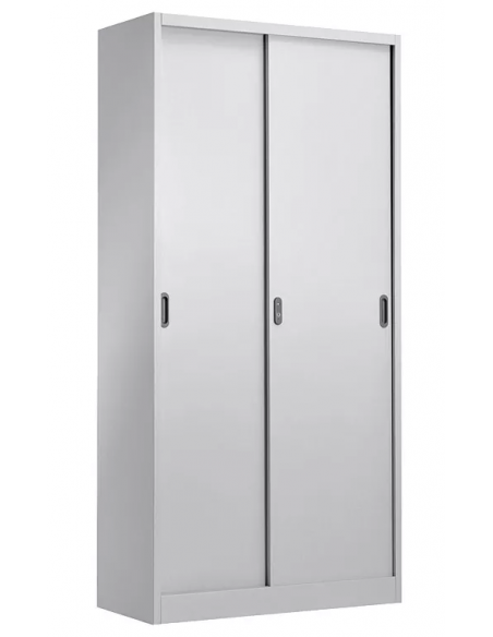 Armario metálico OLIMPO, puertas correderas, gris ral 7035, 90x46x185 cms