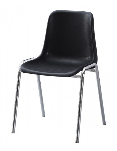 Silla CARCASA, apilable, cromada, polipropileno negro