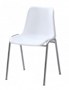 Silla CARCASA, apilable, cromada, polipropileno blanco