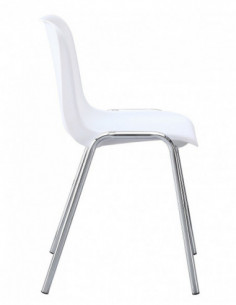 Silla CARCASA, apilable, cromada, polipropileno blanco 2