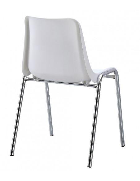 Silla CARCASA, apilable, cromada, polipropileno blanco
