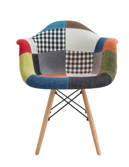 Sillón STAR PAT22, madera, tejido patchwork color 22