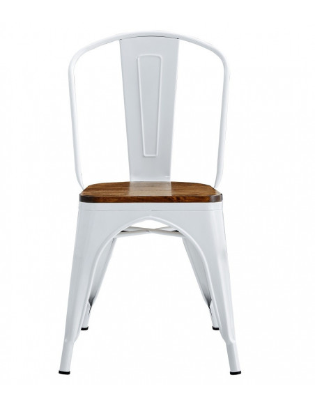 Silla TOL EK WOOD, acero, blanca, asiento madera