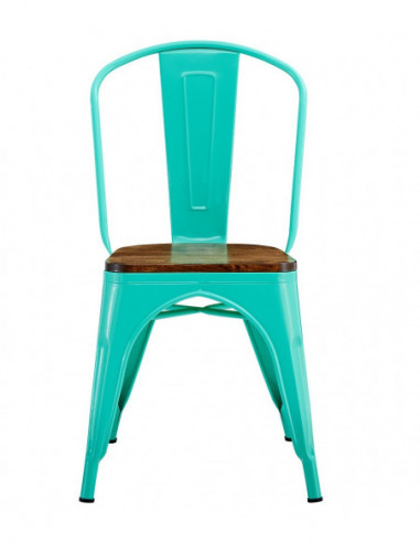 Silla TOL EK WOOD, acero, verde agua, asiento...