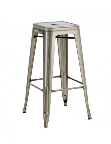 Taburete TOL EK BRUSHED, acero, plata