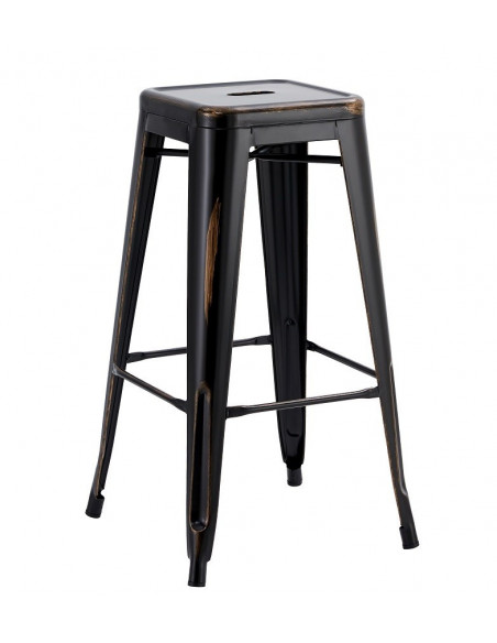 Taburete TOL EK VINTAGE, acero, negro