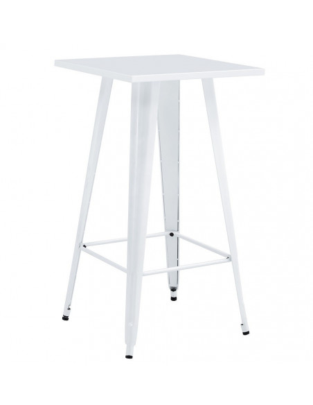Mesa TOL EK LIMITED, alta, acero, blanca, 60x60 cms
