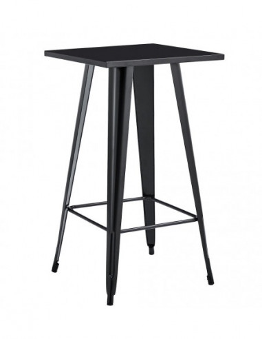 Mesa TOL EK LIMITED, alta, acero, negra, 60x60 cms