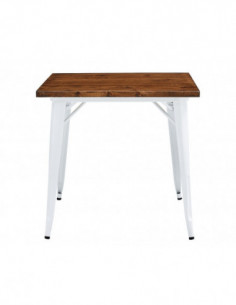 Mesa TOL EK WOOD, acero, madera, blanca, 80x80 cms 2
