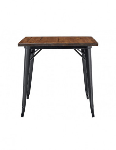 Mesa TOL EK WOOD, acero, madera, negra, 80x80 cms