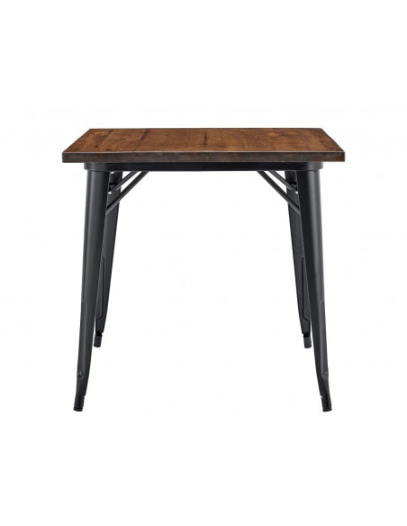 Mesa TOL EK WOOD, acero, madera, negra, 80x80 cms