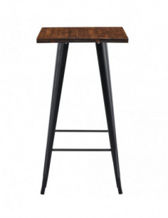 Mesa TOL EK WOOD, alta, acero, madera, negra, 60x60 cms 2