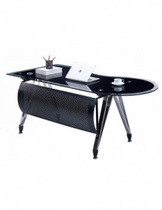 Mesa de oficina MAGNA, forma a izquierda, vidrio templado...