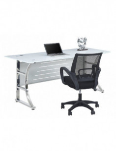 Mesa de oficina CADORE, vidrio templado super blanco, 160... 2
